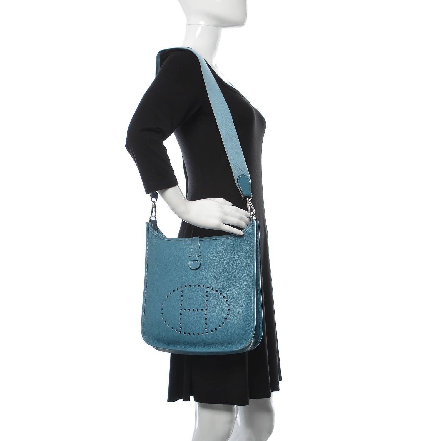 Hermes Taurillon Clemence Evelyne PM Blue Jean 2 of 10