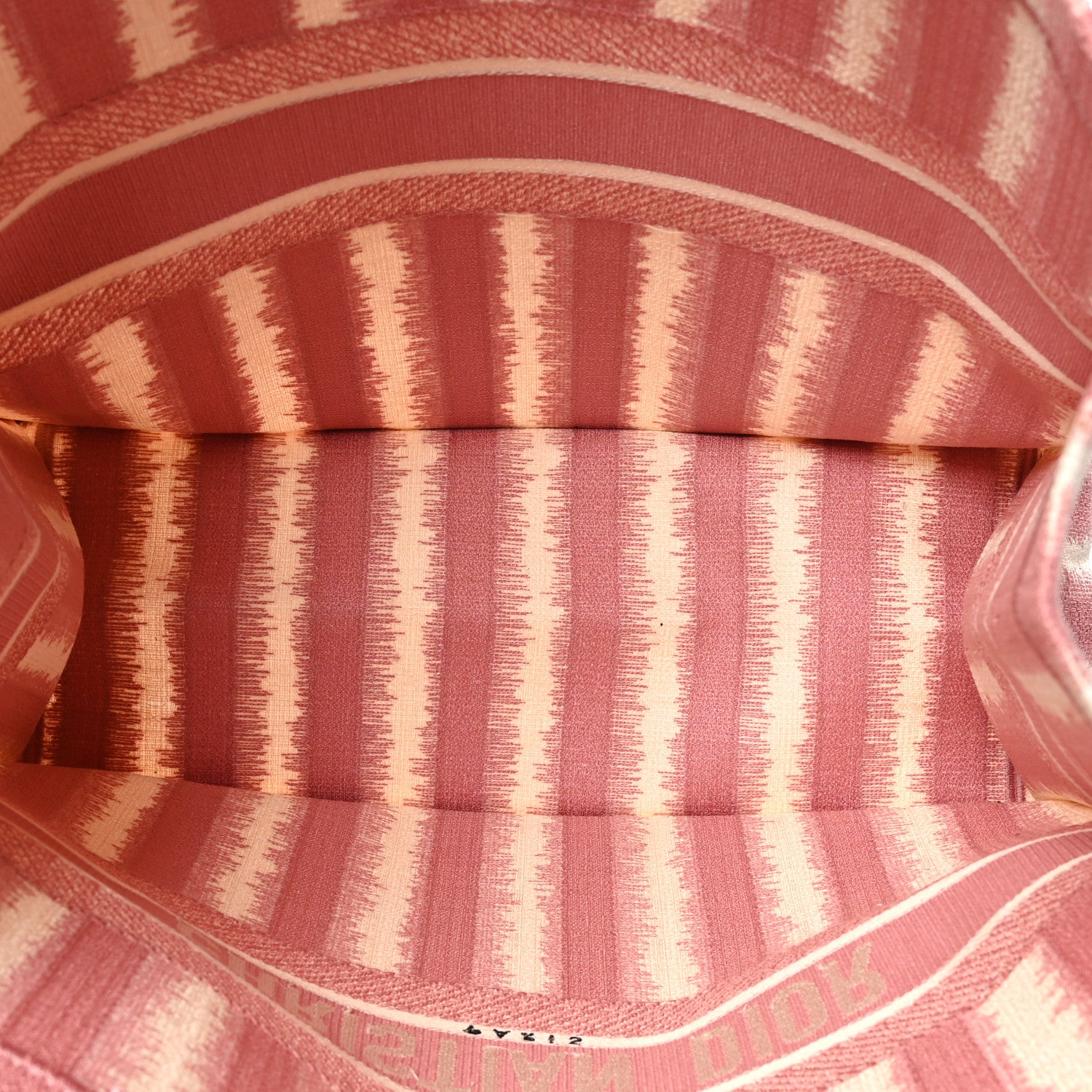 Christian Dior Canvas Embroidered Large Striped Book Tote Pink 5 of 10