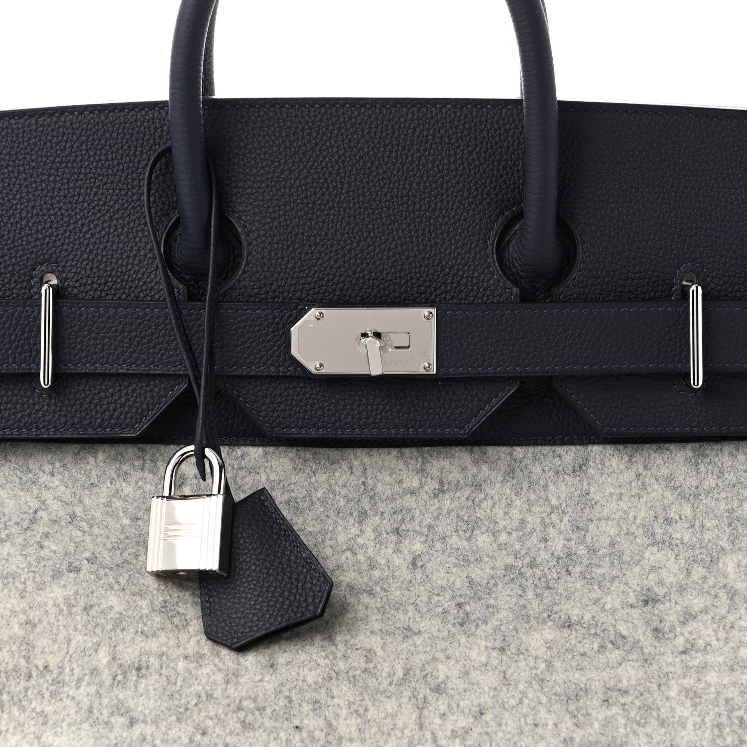 Hermes Togo Todoo Feutre HAC Birkin 50 Gris Clair Bleu Nuit 7 of 9