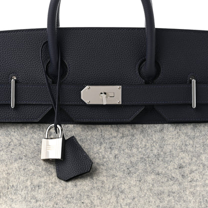 Hermes Togo Todoo Feutre HAC Birkin 50 Gris Clair Bleu Nuit 7 of 9