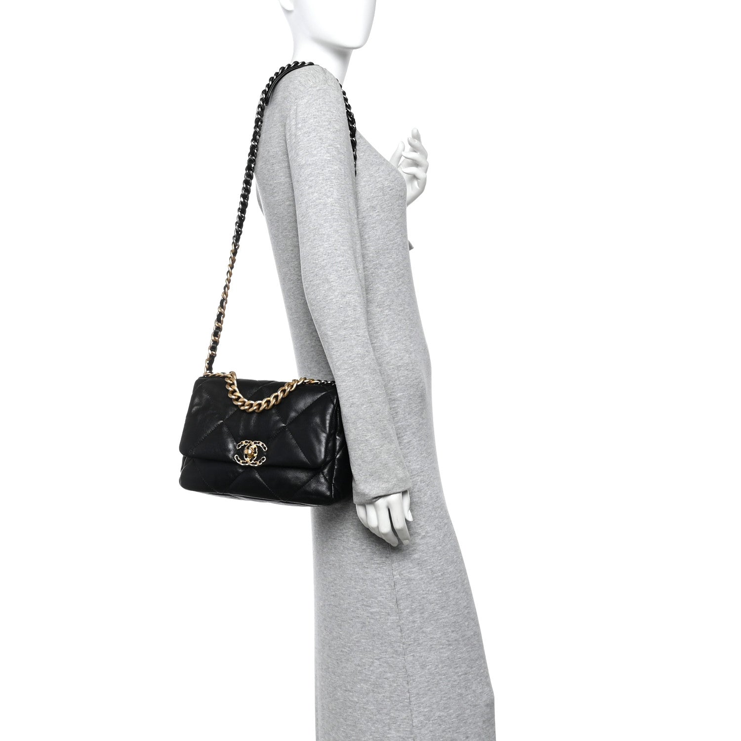 Chanel Lambskin Quilted Medium Chanel 19 Flap Black 2 of 10
