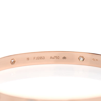 Cartier 18K Pink Gold 4 Diamond LOVE Bracelet 19 4 of 6