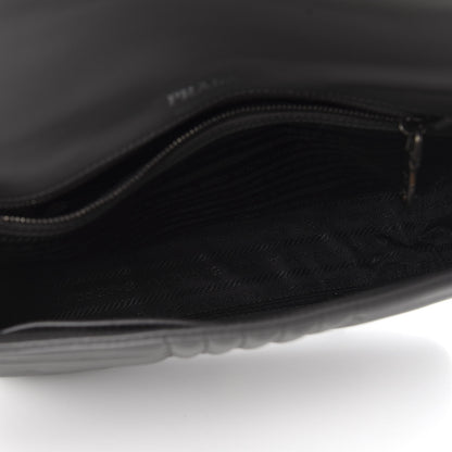 Prada Soft Calfskin Impunture Diagramme Medium Chain Flap Shoulder Bag Mercurio 5 of 9