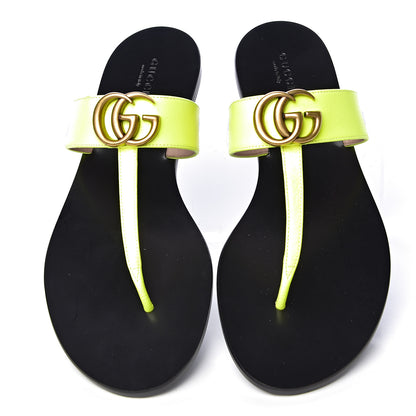 Gucci Calfskin GG Marmont Thong Sandals 40.5 Yellow Fluo 7 of 9