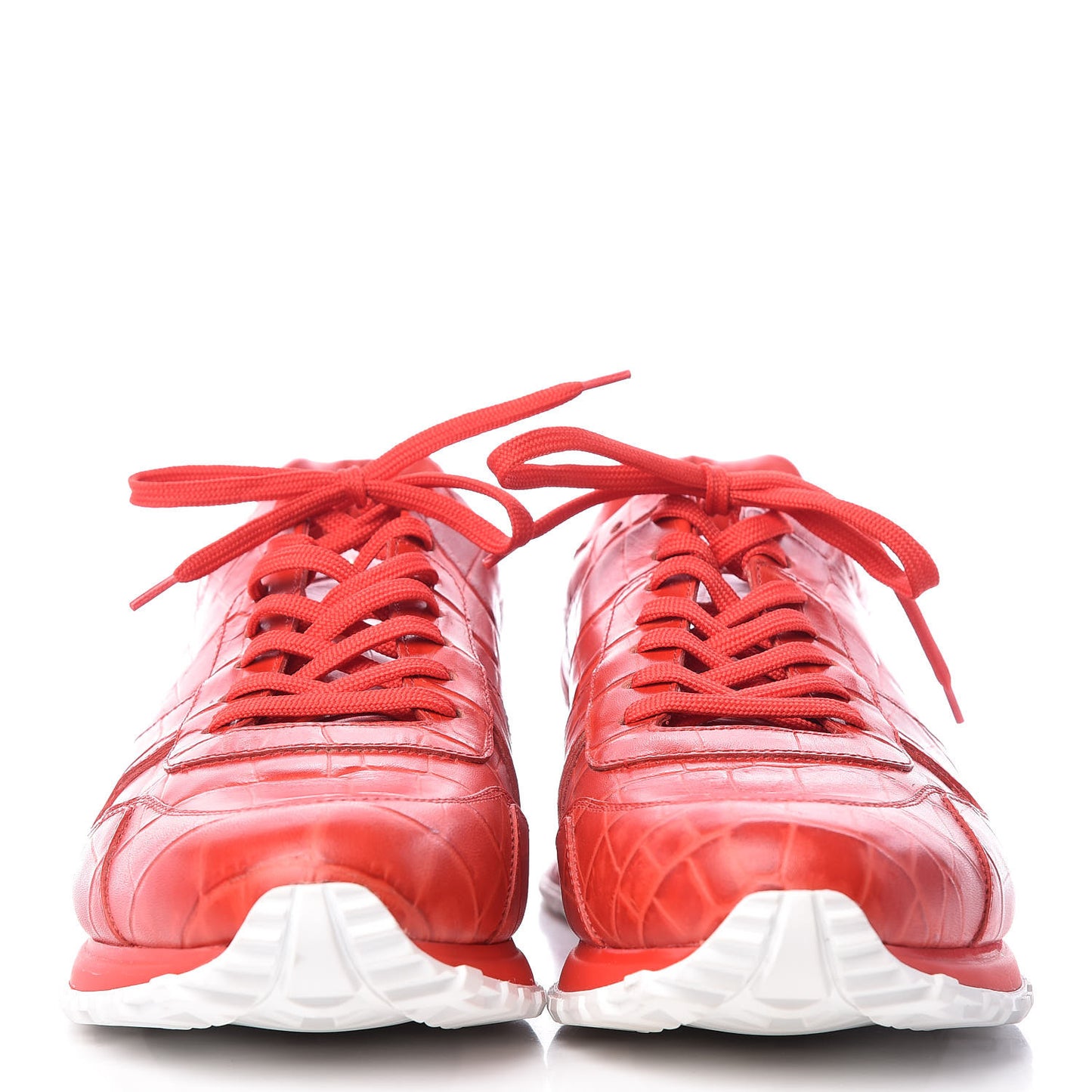 Calfskin Crocodile Embossed Run Away Sneakers 9.5 Red