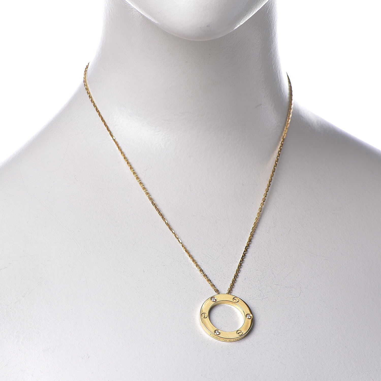 Cartier 18K Yellow Gold 3 Diamonds LOVE Pendant Necklace 2 of 7
