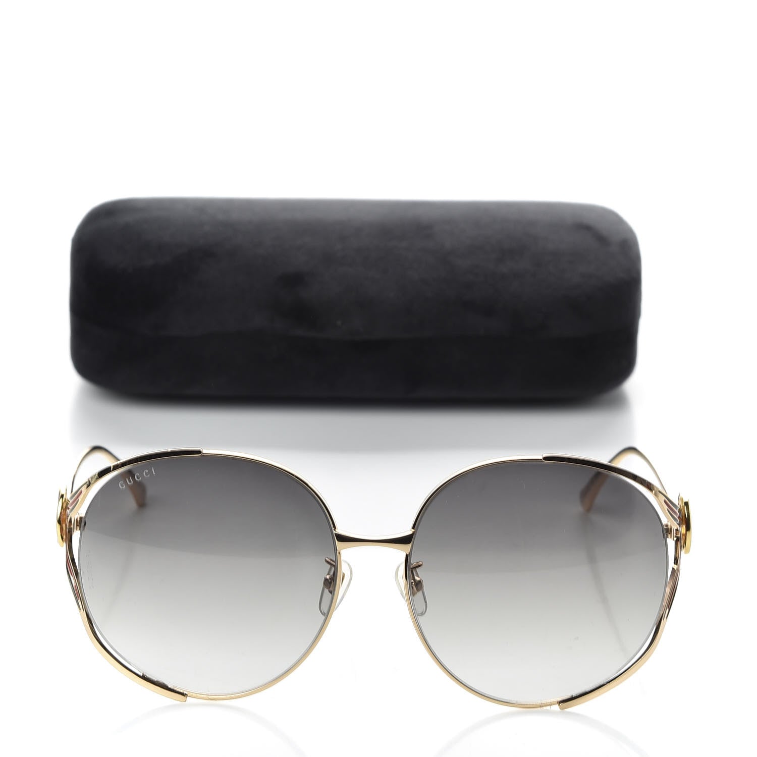 Gucci Metal Oversized Round Frame GG0225S Sunglasses Gold 8 of 8