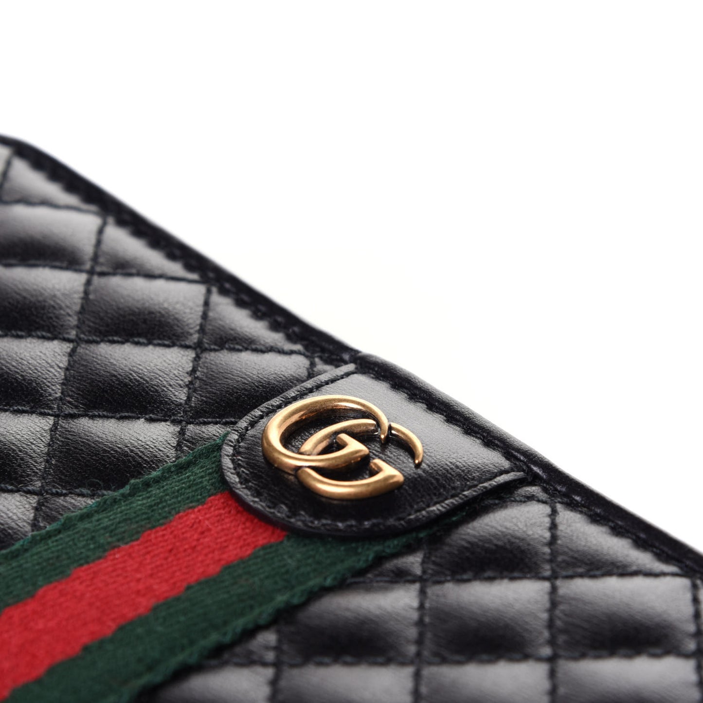 Calfskin Web Trapuntata GG Zip Around Wallet Black