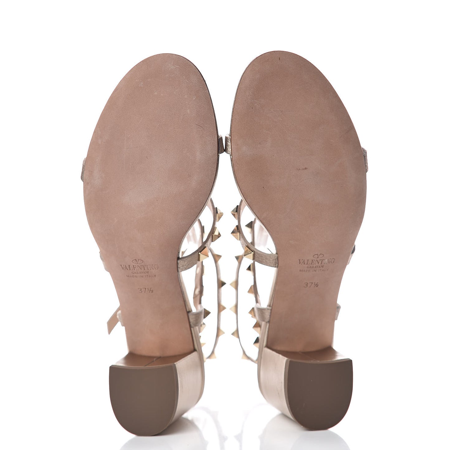 Metallic Pebbled Calfskin Rockstud 60mm City Sandals 37.5 Skin