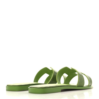 Hermes Lizard Oran Sandals 36.5 Vert Absinthe 5 of 10