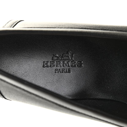 Hermes Goatskin Womens Paris Loafers 37 Black 6 of 8