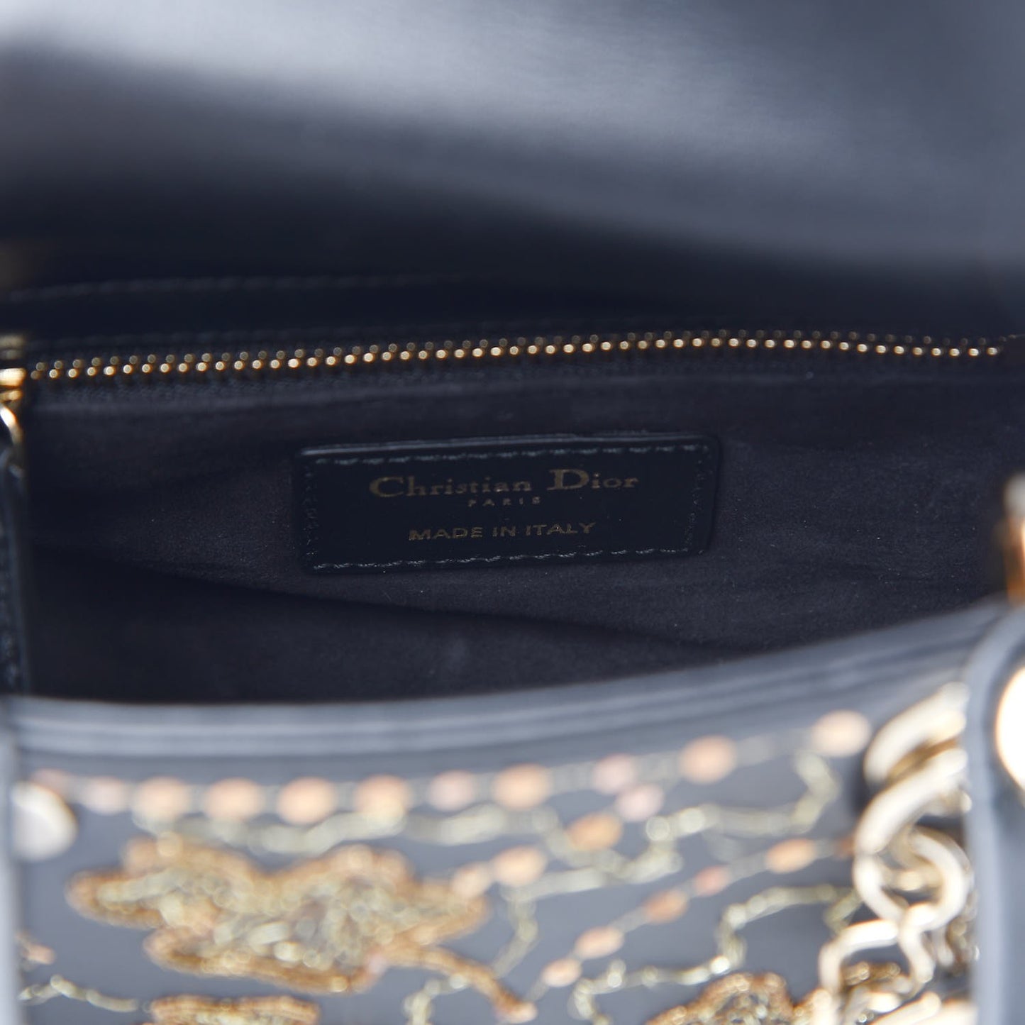 Smooth Calfskin Embroidered Mini Lady Dior Black