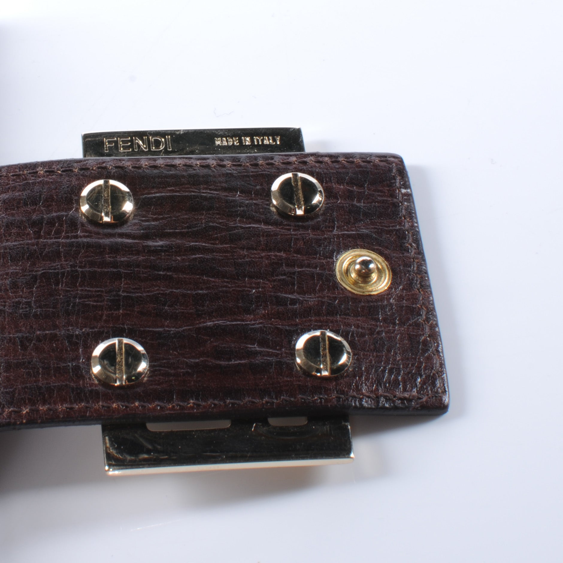 Fendi Zucchino Vitello Compact Wallet Mogano Panna Bruciato 5 of 7