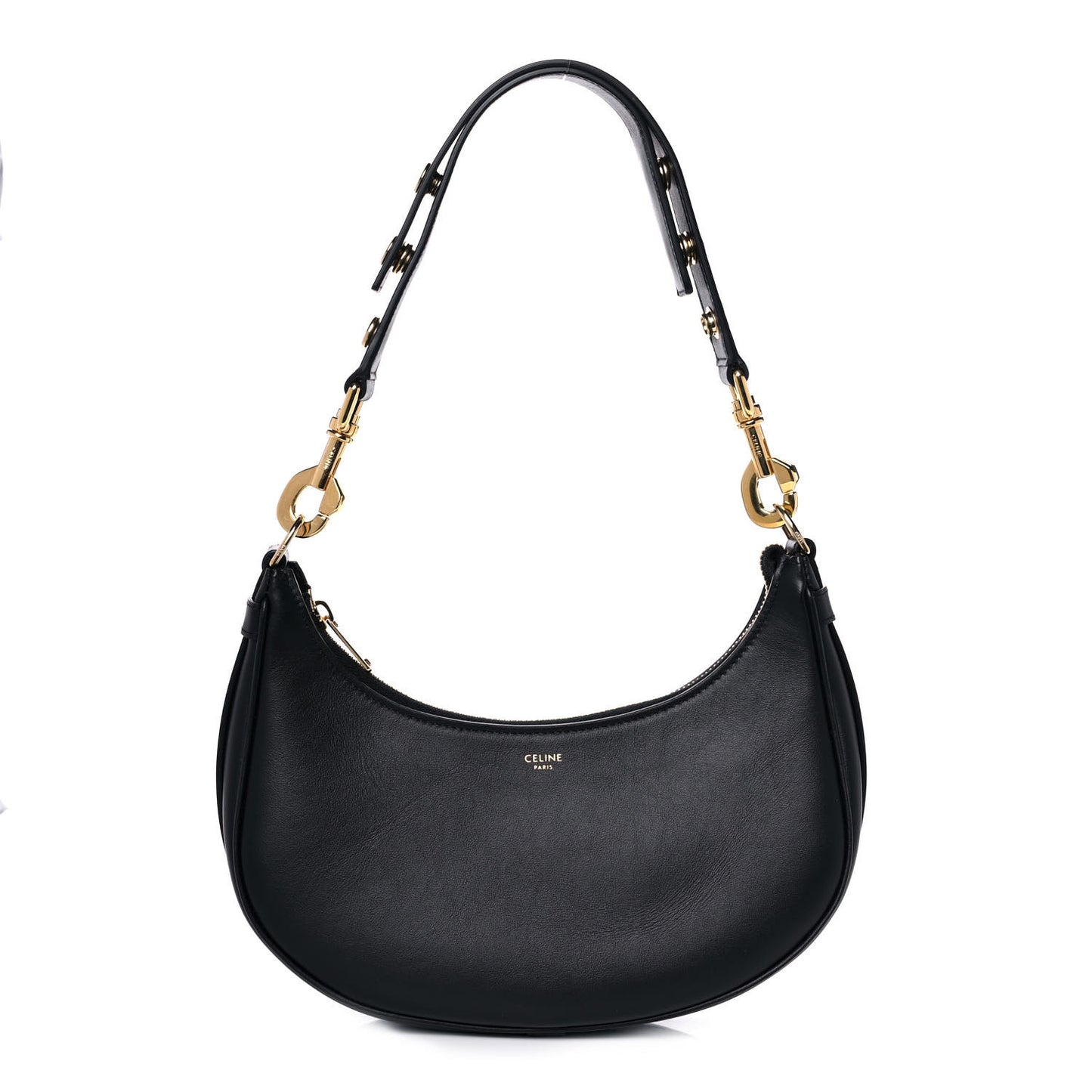 Smooth Calfskin Medium Strap Ava Shoulder Bag Black