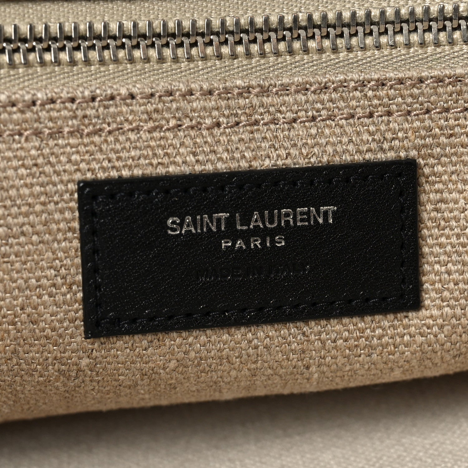 Saint Laurent Linen Calfskin Rive Gauche Tote Optic White 6 of 10
