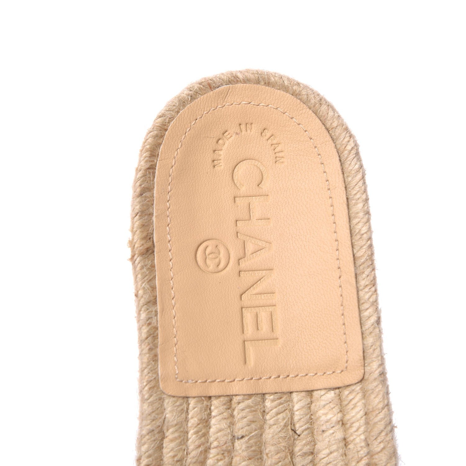 Chanel Lambskin Pearl CC Espadrille Slip On Sandals 37 Beige 8 of 10