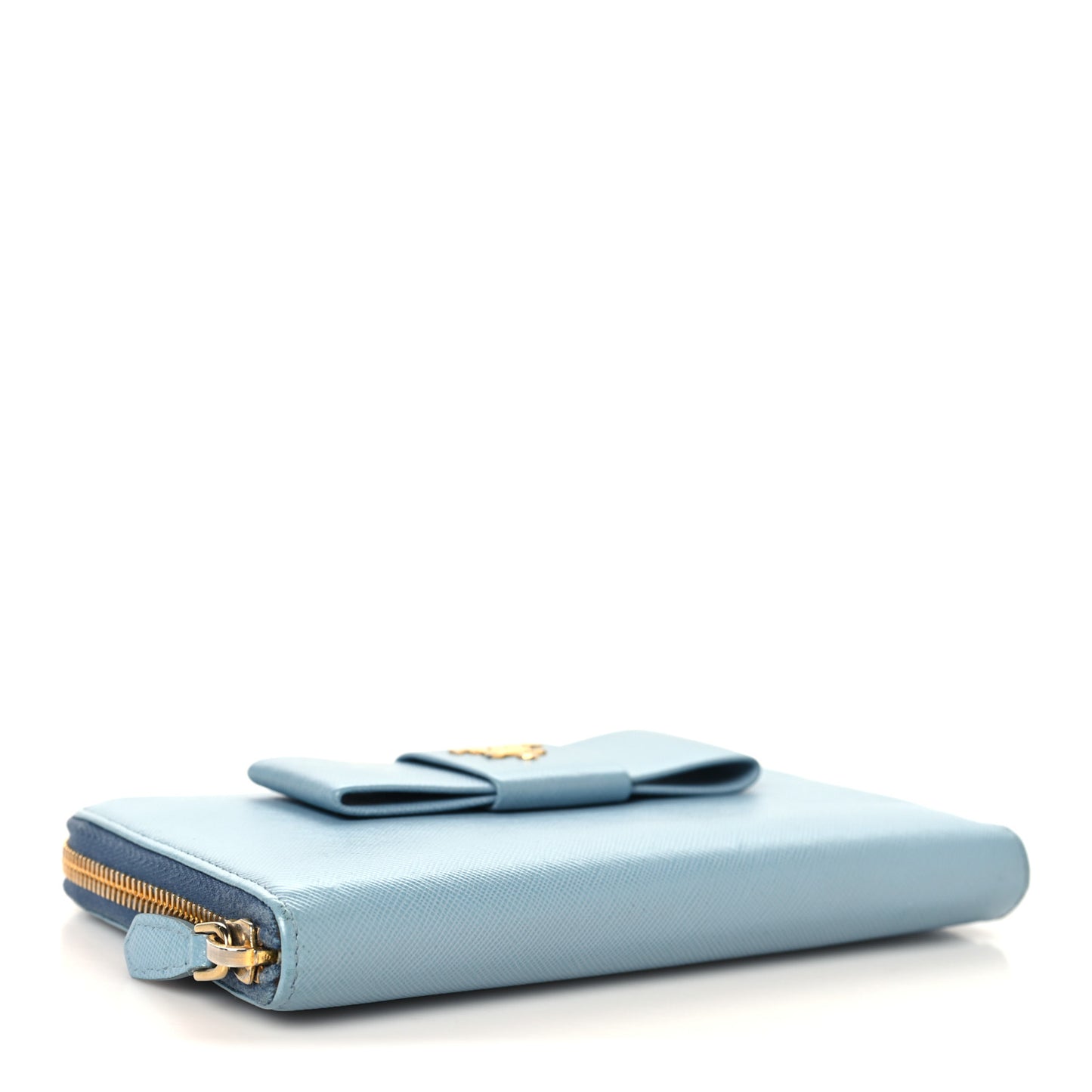 Saffiano Fiocco Bow Zip Around Wallet Fiordaliso