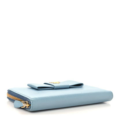 Prada Saffiano Fiocco Bow Zip Around Wallet Fiordaliso 4 of 8