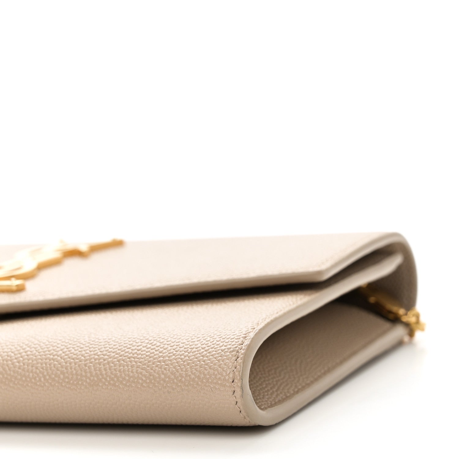 Saint Laurent Grain De Poudre Monogram Uptown Chain Wallet Taupe 10 of 11