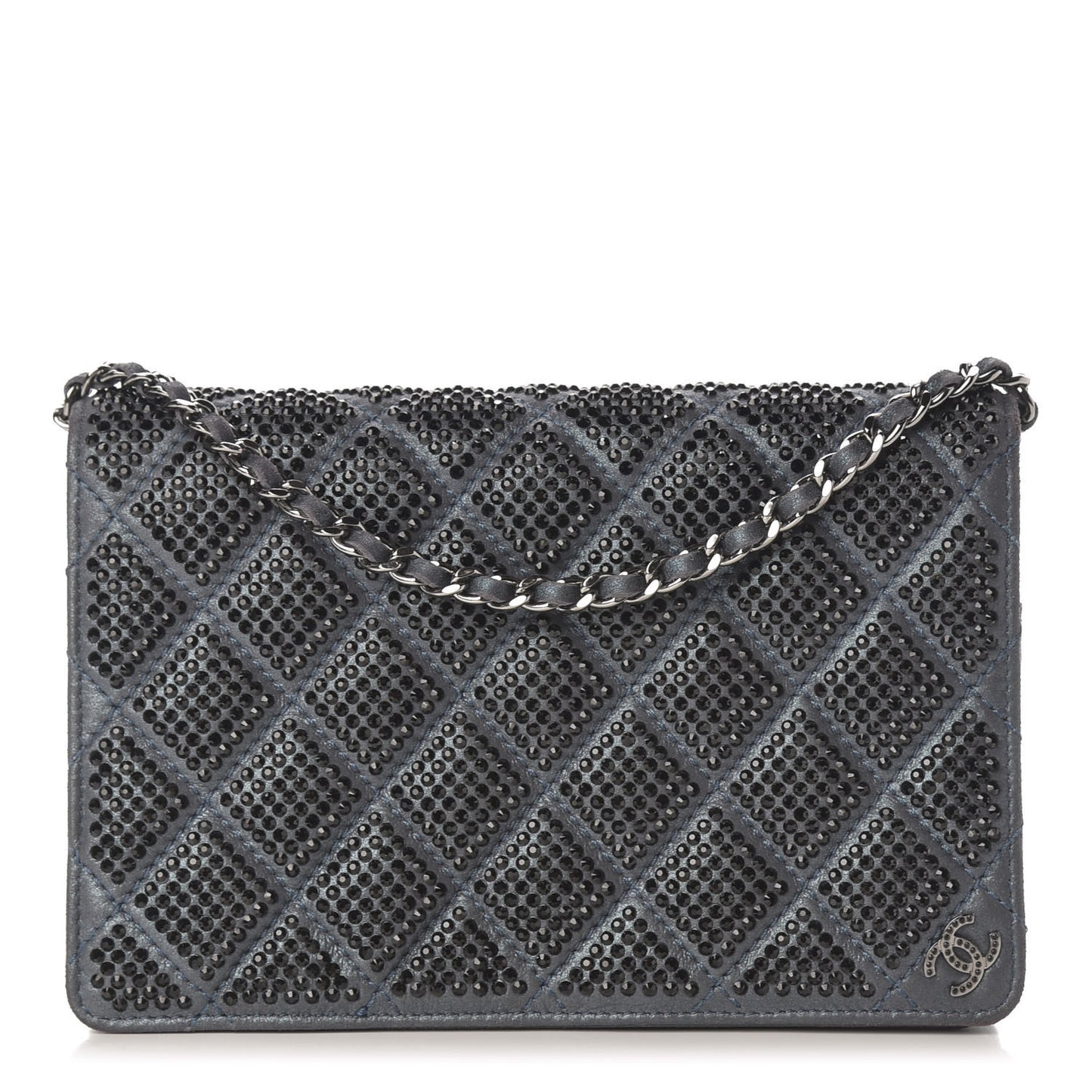 Crystal Quilted Wallet On Chain WOC Blue