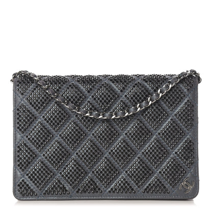 Chanel Crystal Quilted Wallet On Chain WOC Blue 1 of 13
