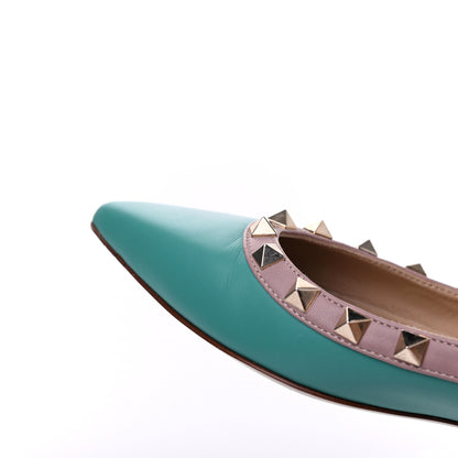 Valentino Garavani Calfskin Nappa Rockstud Ballerina Flats 37.5 Colibri Poudre 16 of 17
