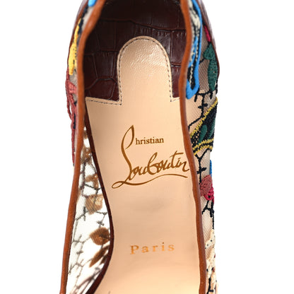 Christian Louboutin Lace Calfskin Crocodile Embossed Follies 100 Pumps 36.5 Cuoio Multicolor 7 of 7