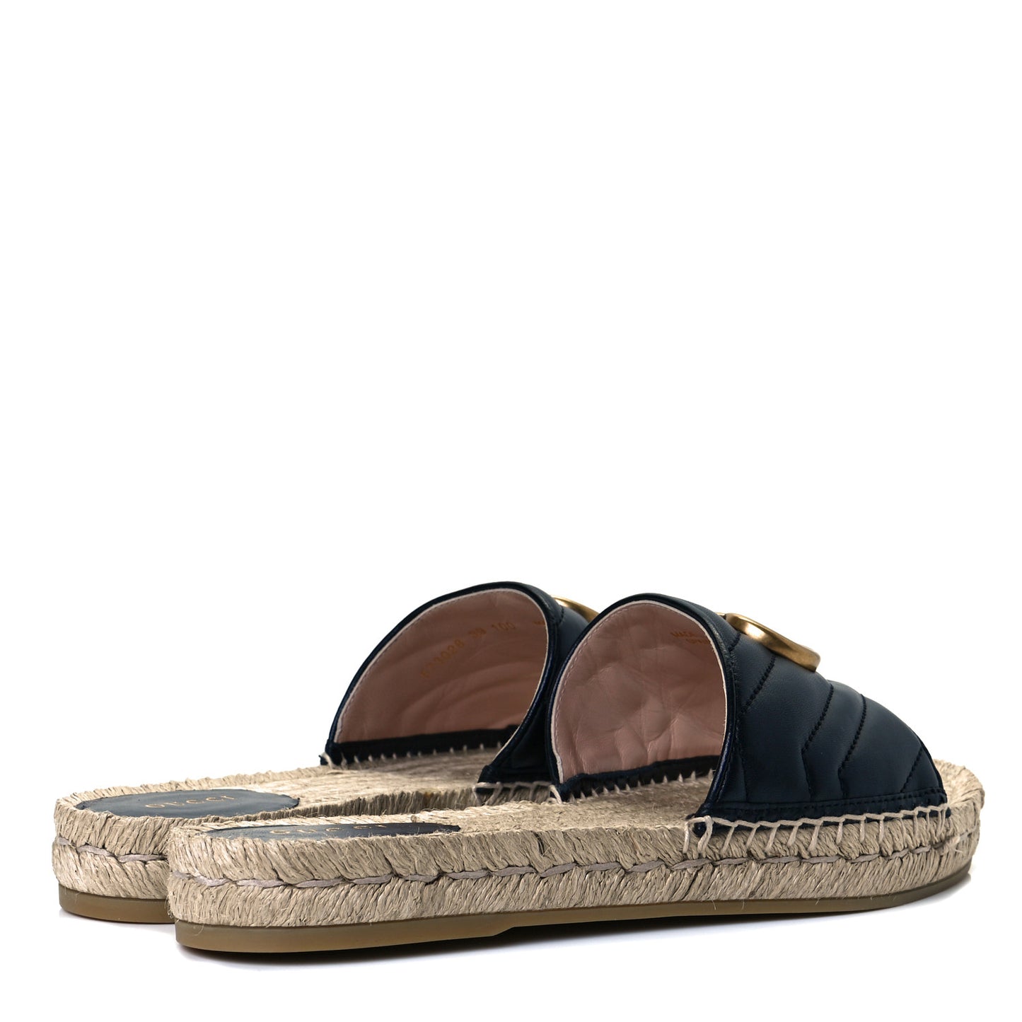 Nappa Matelasse GG Marmont Espadrille Slide Sandals 39 Black