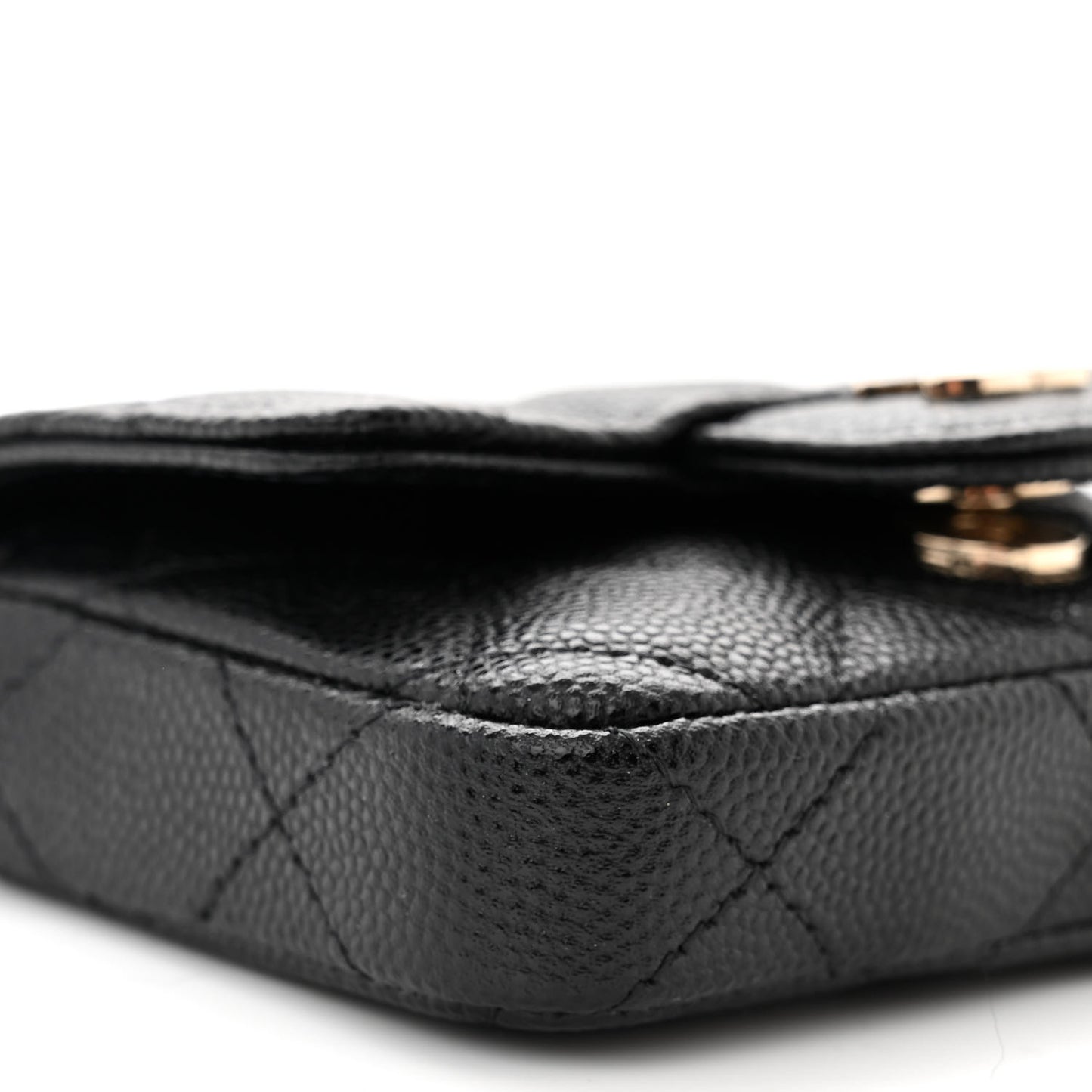Caviar Quilted Mini Chain Belt Bag Black