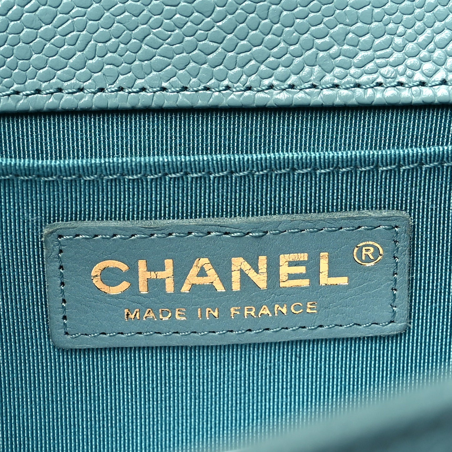 Caviar Quilted Medium Boy Flap Light Blue