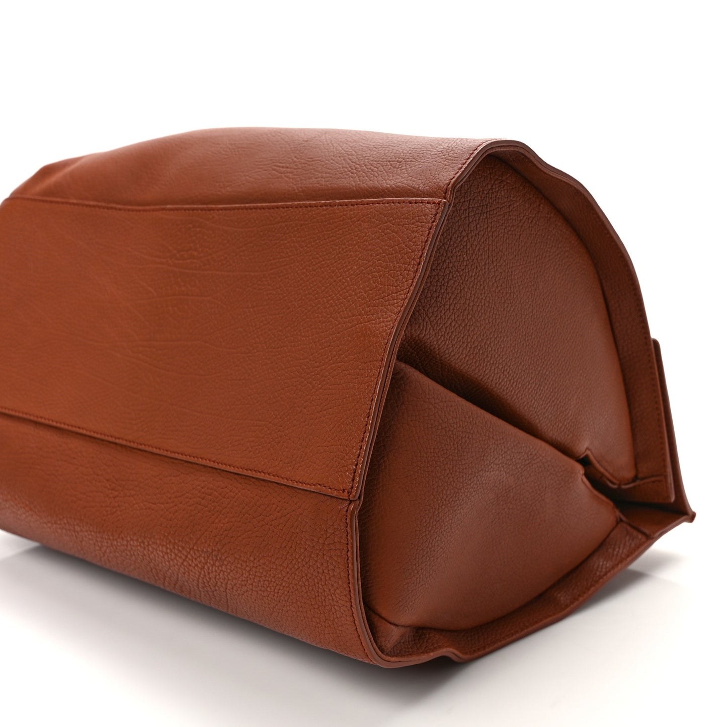 Grained Calfskin M Tube Round Tote Brown