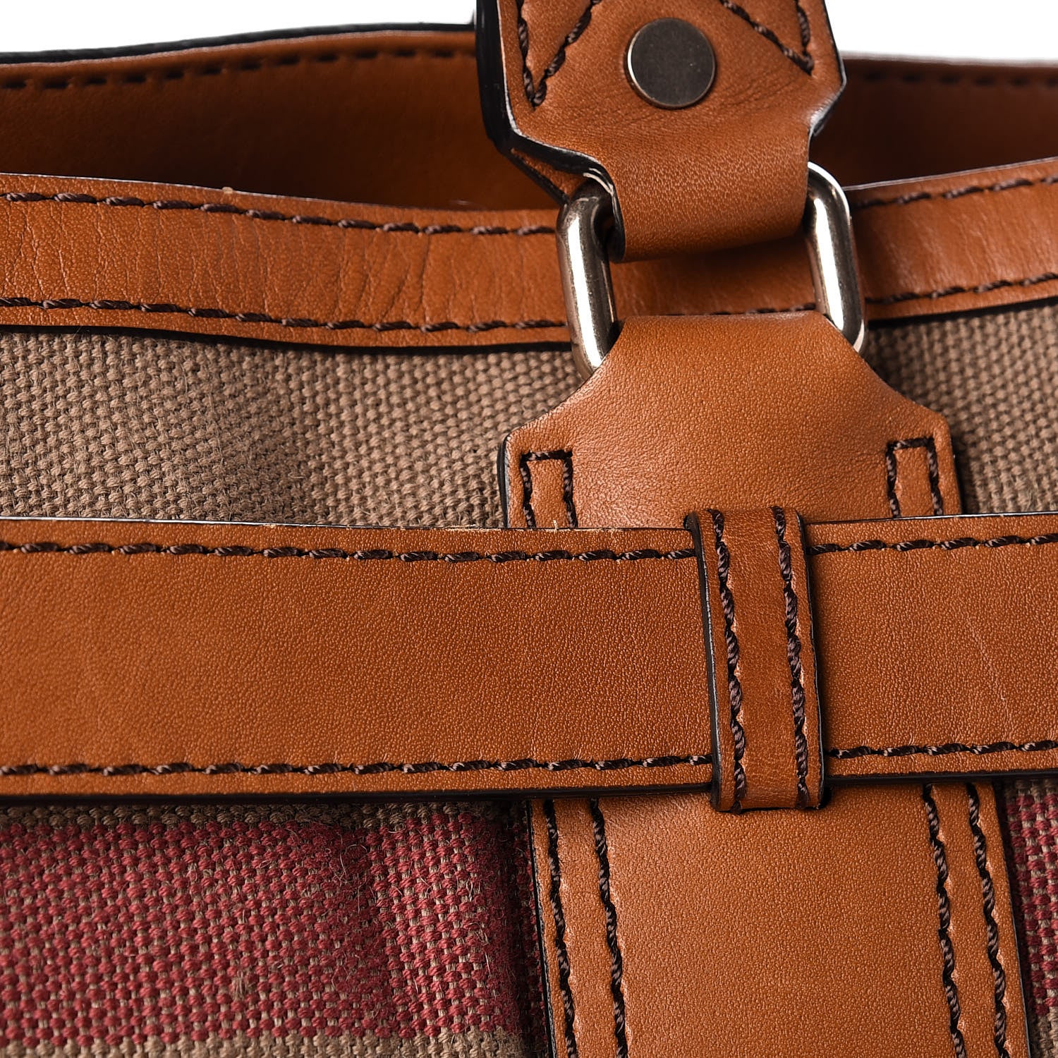 Burberry Canvas Mega Check Medium Traveler Tote Saddle Brown 10 of 11