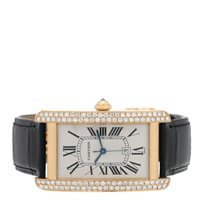 Cartier 18K Yellow Gold Alligator Diamond Bezel 26mm Tank Americaine Automatic Watch 2 of 5