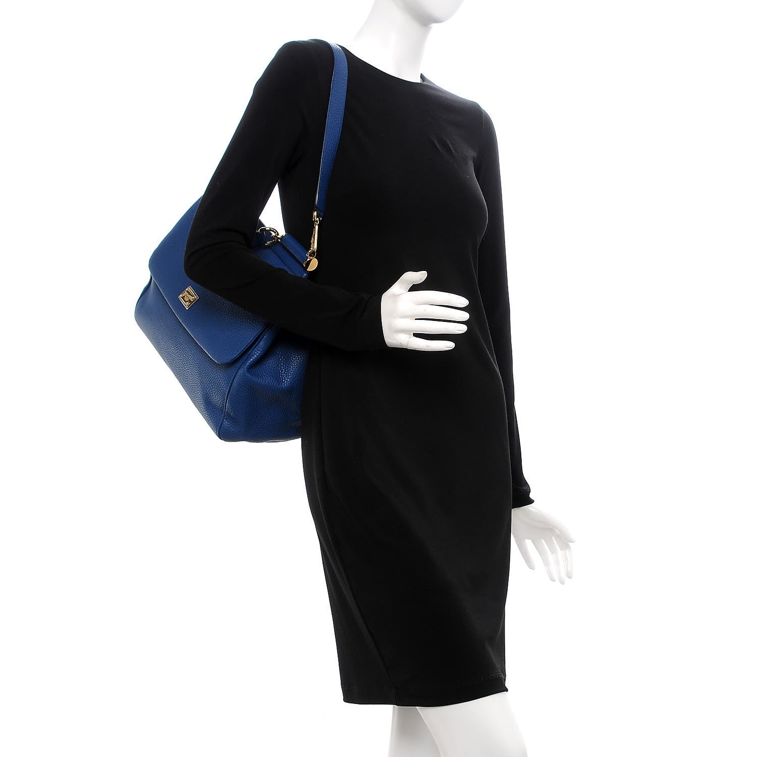 Dolce & Gabbana Grained Deerskin Large Miss Sicily Satchel Blue 2 of 6