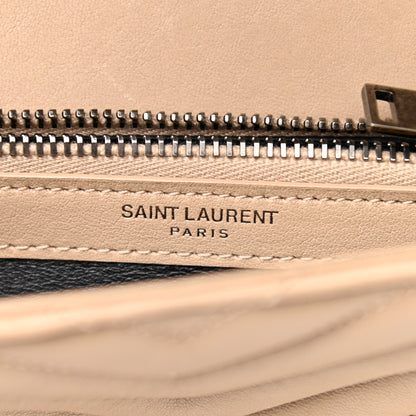 Saint Laurent Sheepskin Matelasse Chevron Monogram Medium College Bag Dark Beige 6 of 10