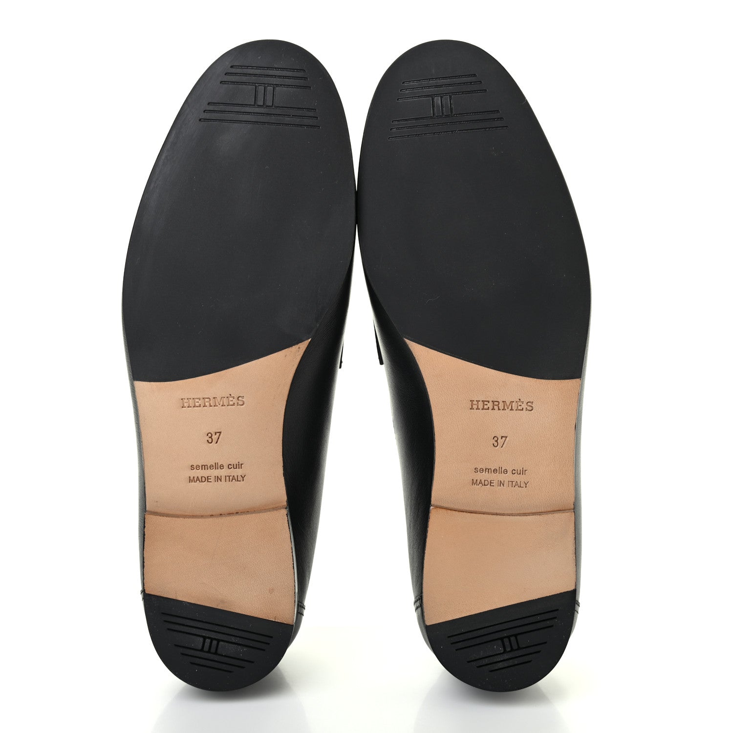 Hermes Calfskin Womens Colette Loafers 37 Black 5 of 10