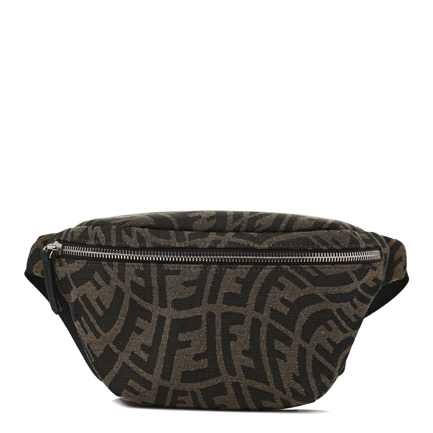 Fendi X SARAH COLEMAN Fabric Jacquard Vitello Century Matte FF Vertigo Kids Belt Bag Moro Black 1 of 9