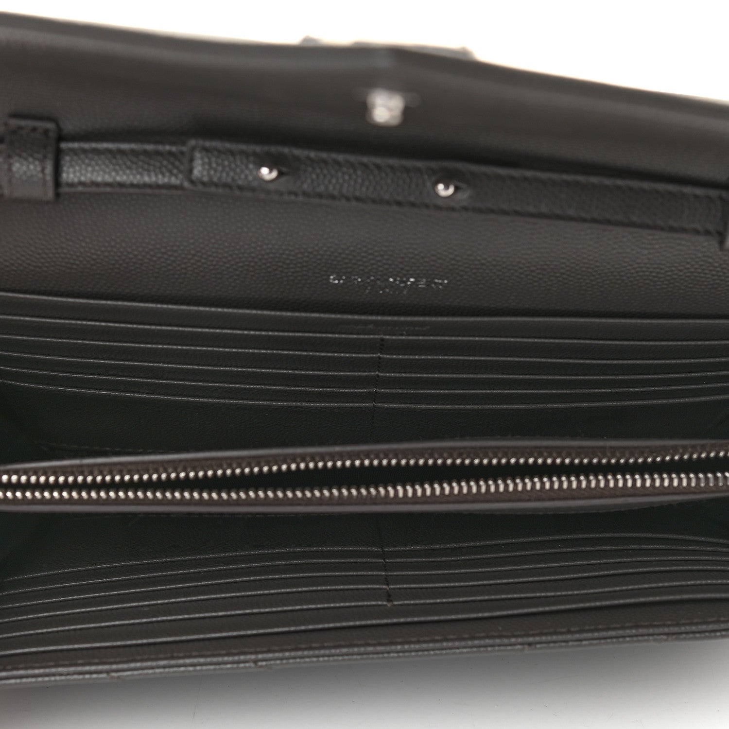 Saint Laurent Grain De Poudre Matelasse Chevron Monogram Chain Wallet Earth 5 of 8