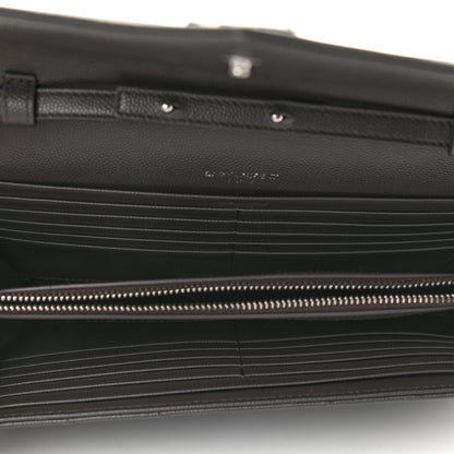 Saint Laurent Grain De Poudre Matelasse Chevron Monogram Chain Wallet Earth 5 of 8