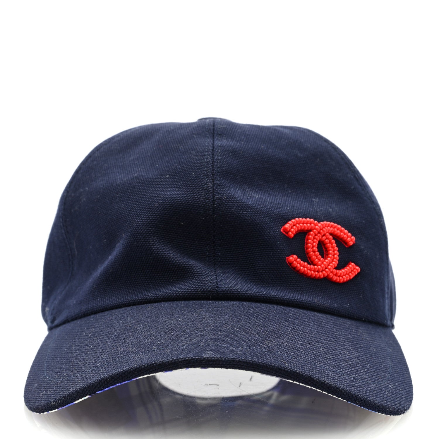 Chanel Cotton Beaded CC Cap Hat Navy Blue 2 of 7