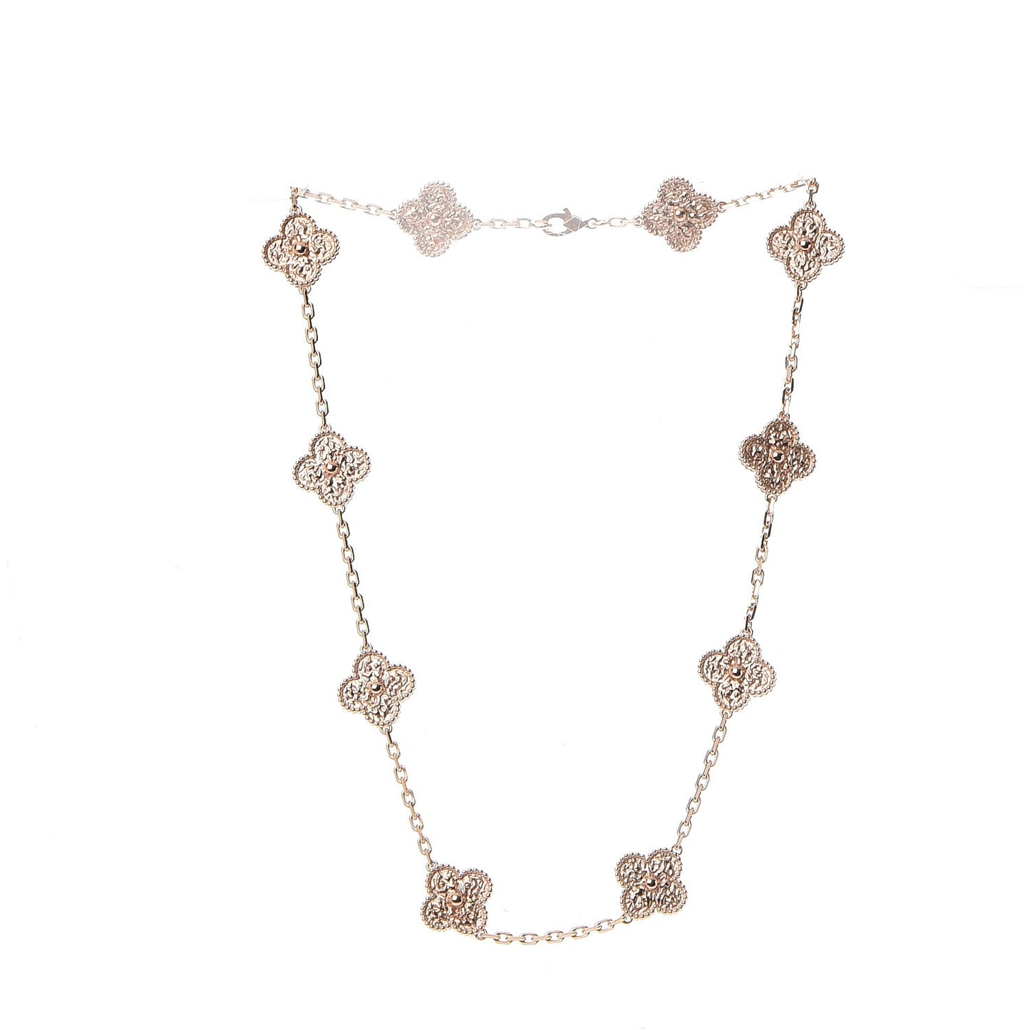 18K Rose Gold 10 Motifs Vintage Alhambra Necklace