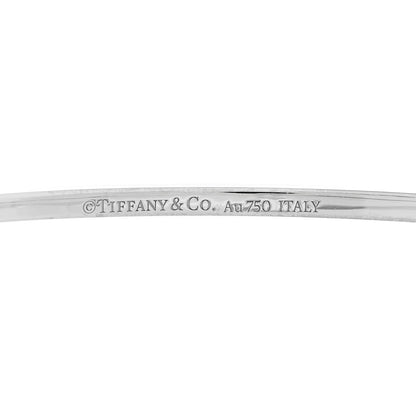 Tiffany 18K White Gold Diamond T Hinged Wire Bangle Bracelet 3 of 3