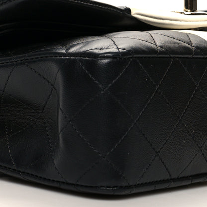 Chanel Lambskin Quilted Medium Double Flap Black White 9 of 10