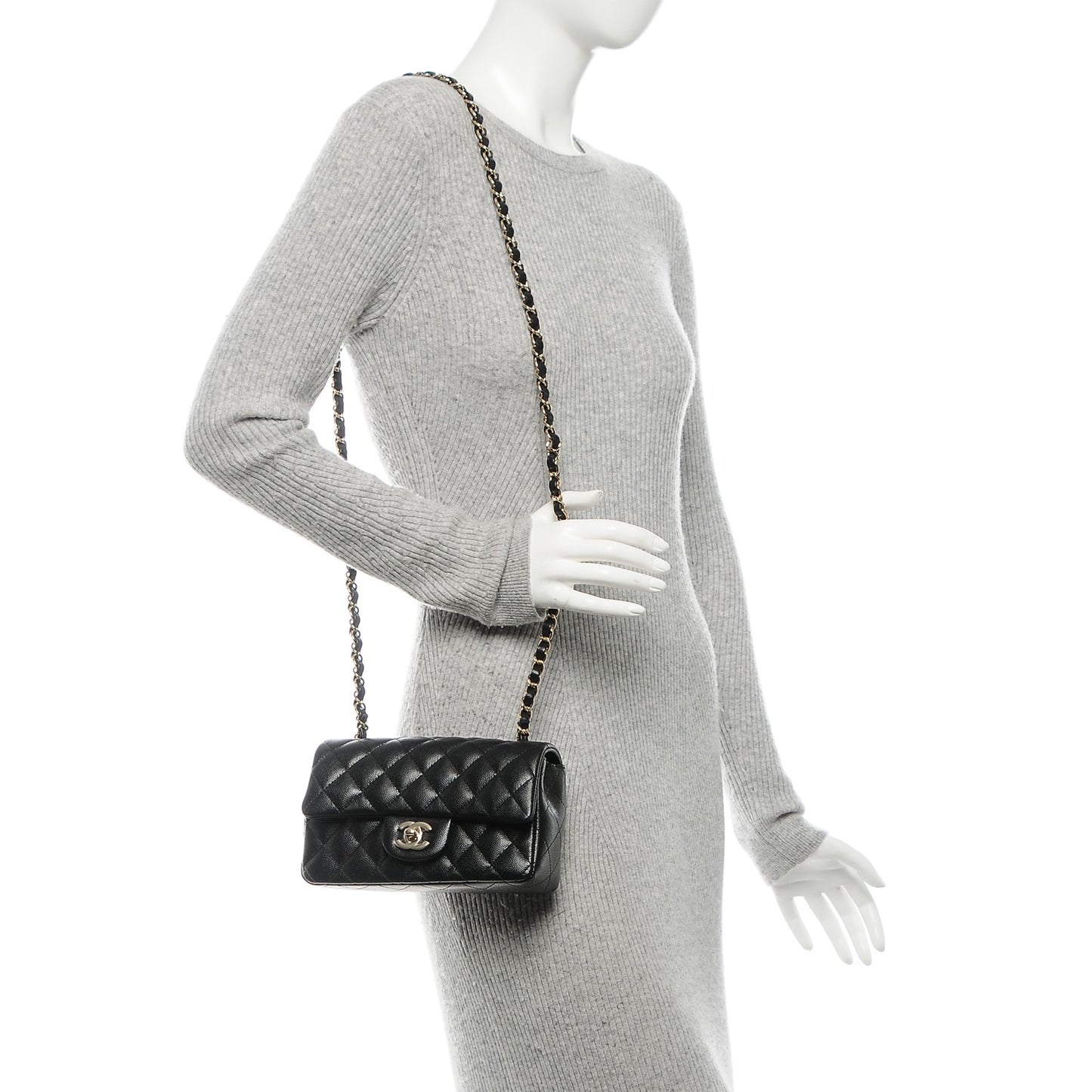 Caviar Quilted Mini Rectangular Flap Black