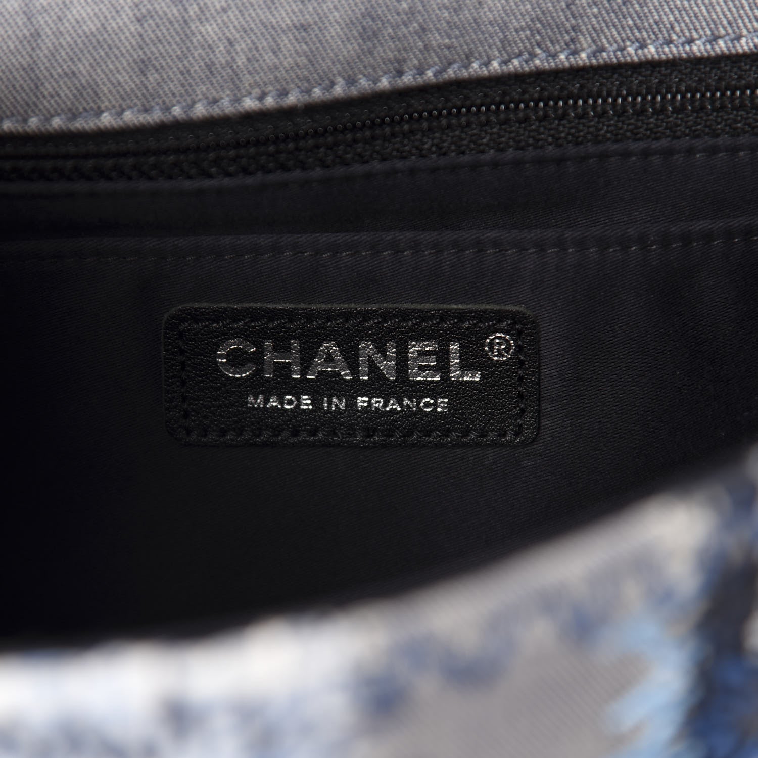 Chanel Denim Tweed Patchwork Medium Single Flap Blue 8 of 10