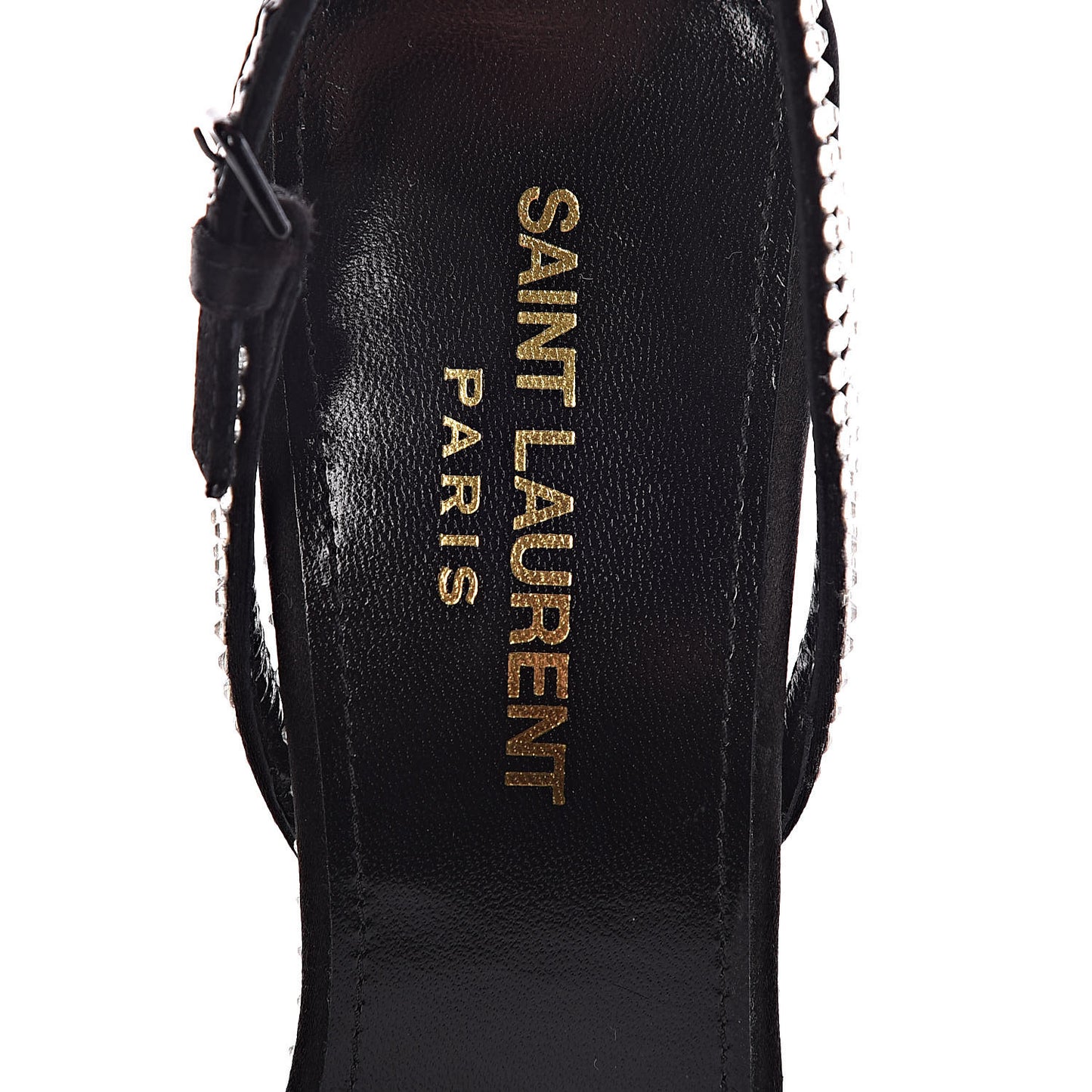 Satin Crystal Robin 100 Ankle Strap Sandals 36.5 Black