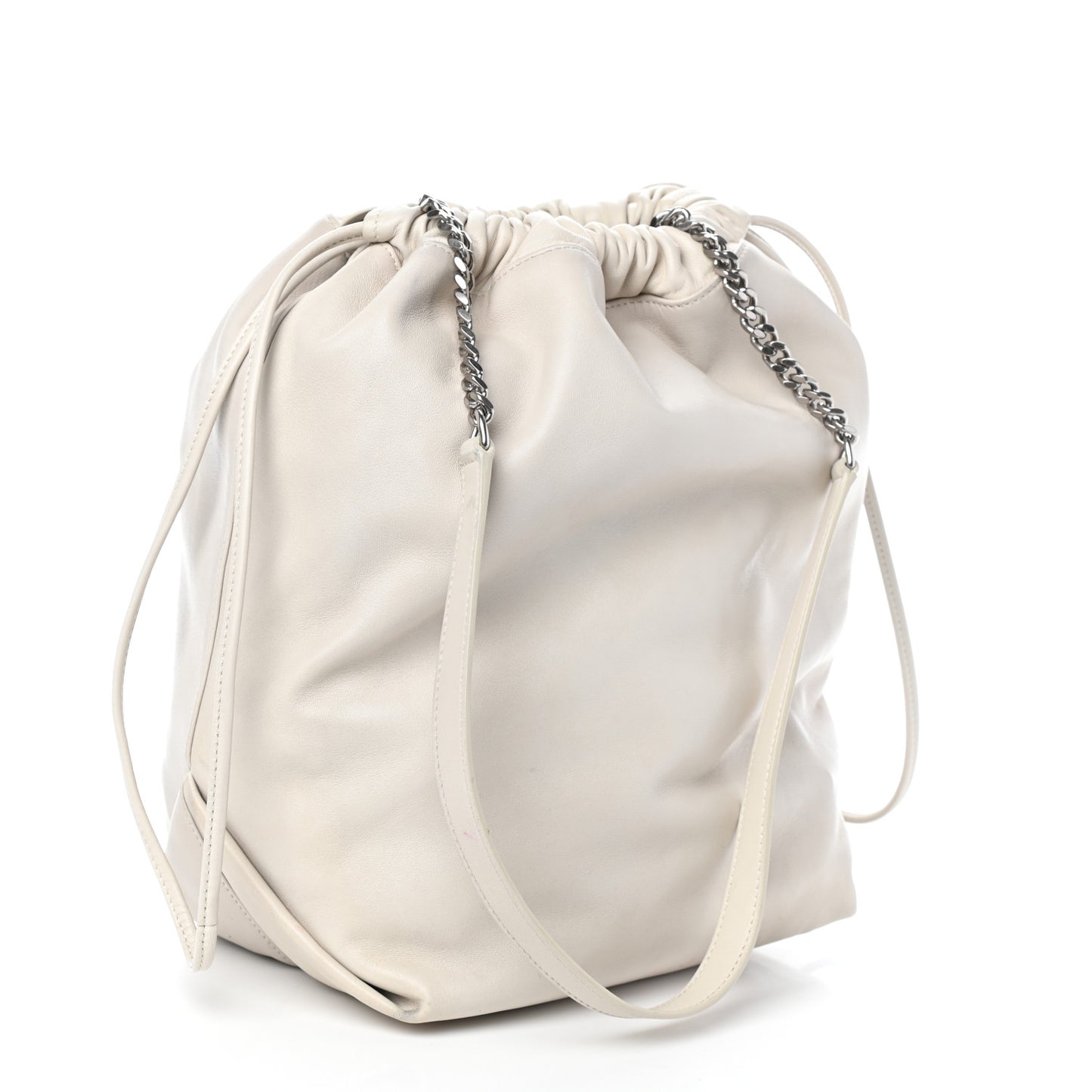 Lambskin Teddy Drawstring Bag Crema Soft