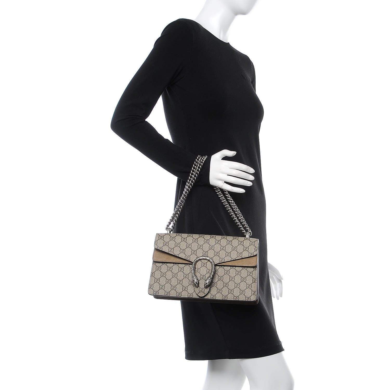 Gucci GG Supreme Monogram Small Dionysus Shoulder Bag Taupe 3 of 8