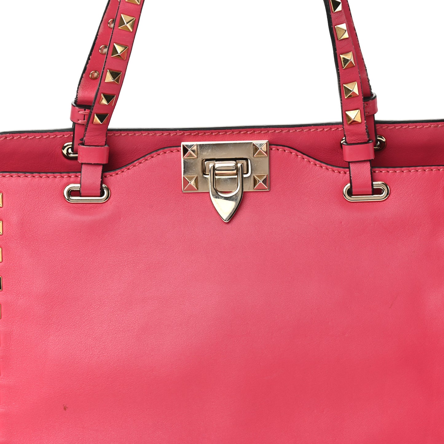Vitello Small Rockstud Tote Deep Rose