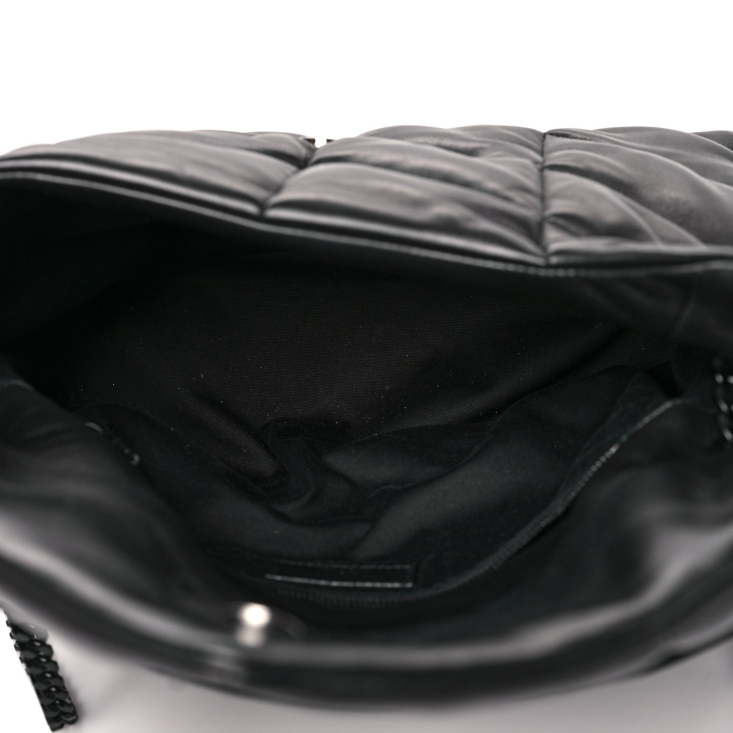 Lambskin Quilted Medium Loulou Puffer Monogram Chain Satchel Black